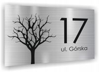 Tabliczka Tablica ADRESOWA srebrna DIBOND 20x15 numer domu ulica DRZEWO