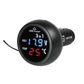 Woltomierz 12/24 termometr wewnętrzny ładowarka