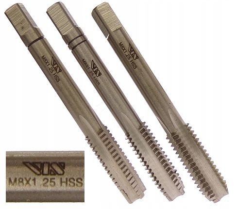 GWINTOWNIK RĘCZNY M8 HSS VIS KOMPLET GWINTOWNIKÓW 8mm na Arena.pl