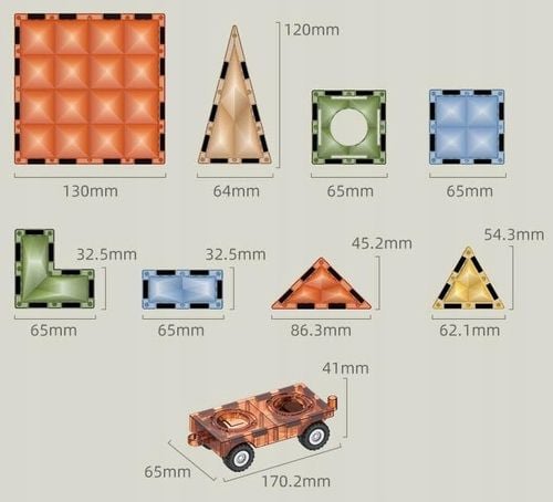 Klocki magnetyczne konstrukcyjne MEGA ZESTAW 100 el. DUŻE Magnetic Blocks na Arena.pl