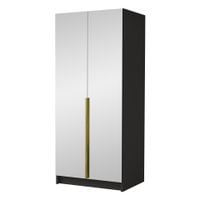 Szafa BONO III 100 cm z lustrem-pojemna garderoba-CZARNY+ZŁOTY