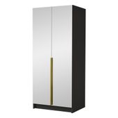 Szafa BONO III 100 cm z lustrem-pojemna garderoba-CZARNY+ZŁOTY