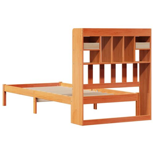 Łóżko z regałem, bez materaca, woskowy brąz, 75x190 cm, sosnowe na Arena.pl