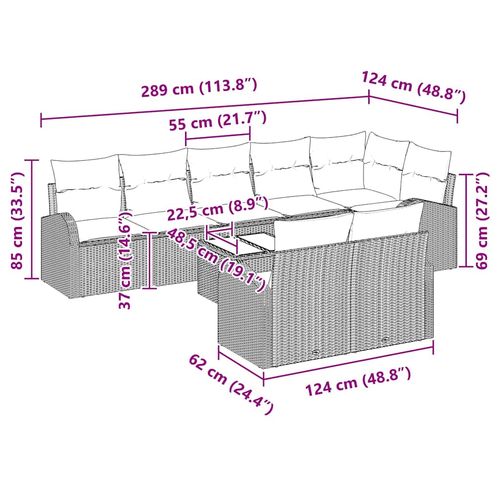Zestaw Sof na Ogród 9 pcs 289 x 124 x 85 cm Polirattan na Arena.pl
