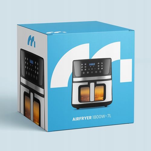 FRYTKOWNICA BEZTŁUSZCZOWA FRYTOWNICA AIR FRYER DUŻA 7L MOCNA 1800W na Arena.pl