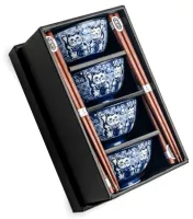 Zestaw misek do dań japońskich kotki biało-niebieski, 8 elementów - Edo Japan