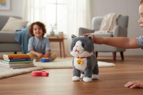 Kotek interaktywny pluszowy na smyczy akumulator USB funkcje dźwięk ruch na Arena.pl