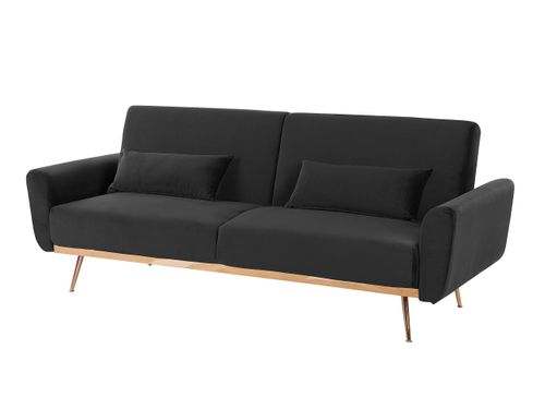 Sofa rozkładana welurowa czarna EINA na Arena.pl