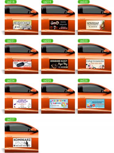Magnes na samochód reklama magnetyczna 60x30 USŁUGI remontowe różne wzory na Arena.pl