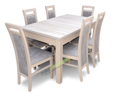 Stół i krzesła, krzesło, jadalnia, pokój, salon (DEX + 6xKD8) sonoma