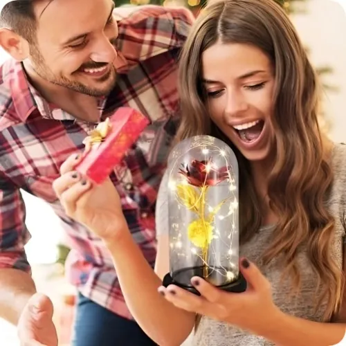 WIECZNA RÓŻA W SZKLE PREZENT ŚWIECĄCA LED PREZENT NA ŚWIĘTA DLA ŻONY na Arena.pl