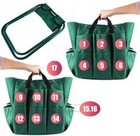 Stołek Składany Taboret Ogrodowy Wędkarski Z Torbą Na Narzędzia