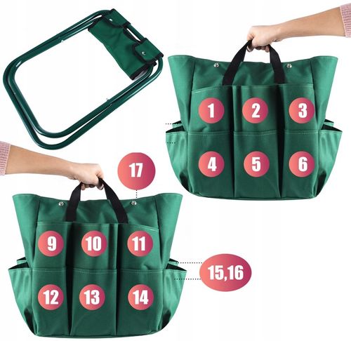 Stołek Składany Taboret Ogrodowy Wędkarski Z Torbą Na Narzędzia na Arena.pl