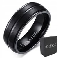 LEKKA CZARNA OBRĄCZKA Z TYTANU MAT+POŁYSK R. 30