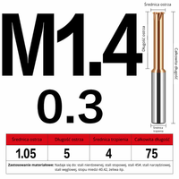 Frez do gwintowania jednoostrzowy Rozmiar: M1.4x0.3x75L -TiSiN