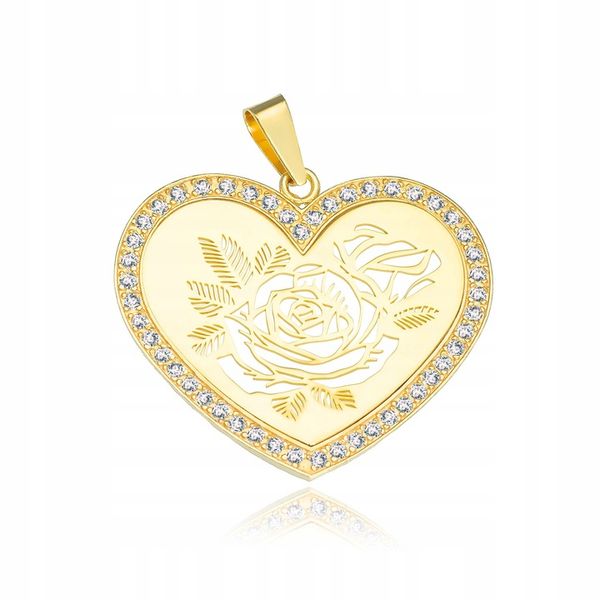 SREBRNA POZŁACANA ZAWIESZKA SERDUSZKO RÓŻA zdjęcie 1
