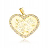 SREBRNA POZŁACANA ZAWIESZKA SERDUSZKO RÓŻA