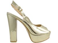 Złote sandały na platformie eko skóra lustro 39