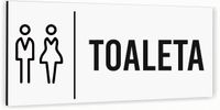 Tabliczka na drzwi TOALETA Aluminium BIAŁA DIBOND NADRUK UV Piktogram