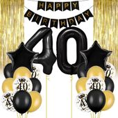 Zestaw balonowy na 40 urodziny, czarno-złoty