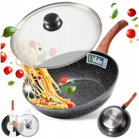 Wok GRANITOWY patelnia głęboka do smażenia duszenia potraw 28 cm z pokrywką