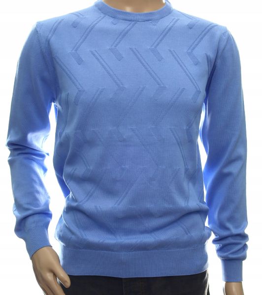 STROKERS klasyczny elegancki sweter męski z bawełny XXL 2XL błękitny zdjęcie 2