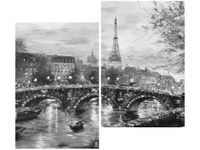 80X70CM OBRAZ PARIS MON AMOUR WIEŻA EIFFLA SZAROŚCI MOST DUO OBRAZ