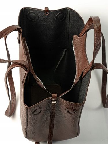 Torebka Damska Duża ze Skóry Naturalnej na Magnesach Cognac na Arena.pl