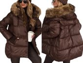 PIKOWANA KURTKA KAPTUR ODPINANE FUTERKO BRĄZOWA M P8