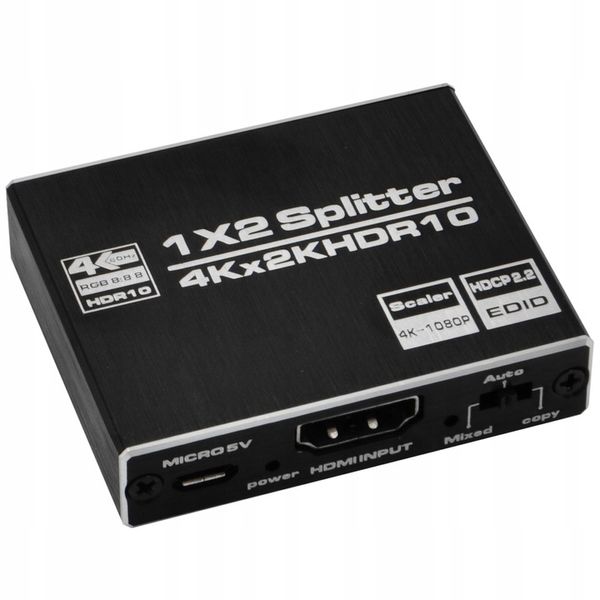 SPLITTER HDMI 2.0 ROZDZIELACZ 1x2 ULTRAHD HDCP 2.2 4K 60Hz - 2 telewizory zdjęcie 9