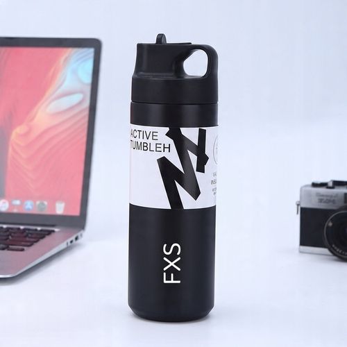 Kubek termiczny ze słomką i ustnikiem butelka termiczna stalowa 550 ml na Arena.pl