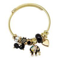 Bransoletka charms modułowa sztywna regulowana kolor złoty Słonik 14