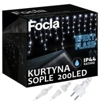 LAMPKI SOPLE ZEWNĘTRZNE 100LED IP44 ŚWIATŁO STAŁE + FLASH -BIAŁE ZIMNE 4,4m