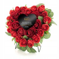 WIĄZANKA na GRÓB serce z dedykacją +grawer SZTUCZNE KWIATY czerwone róże