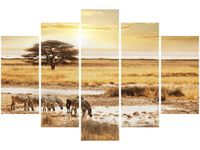 100CM 150CM OBRAZ 5 ELEM SAFARI ŚCIENNY