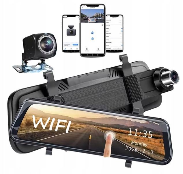 Wideorejestartor w lusterku z kamerą cofania samochodowa 2w1 WIF APLIKACJA zdjęcie 9
