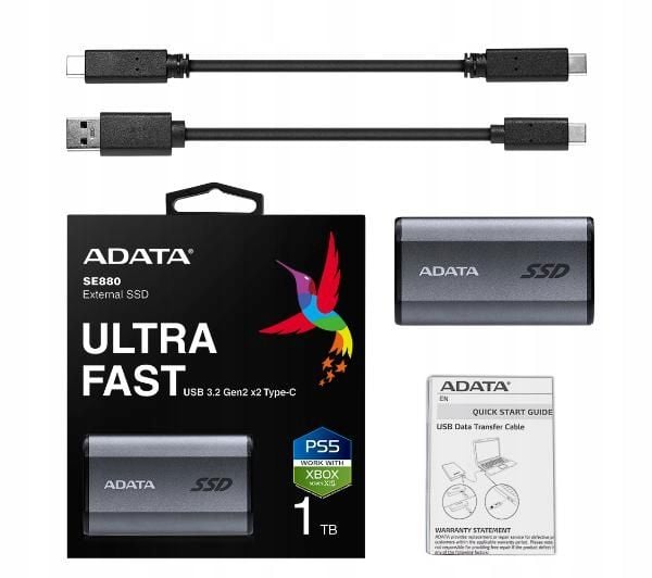 Dysk zewnętrzny SSD 1TB Adata Elite SE880 2000 MB/s S.M.A.R.T USB 3.2 Typ C zdjęcie 1