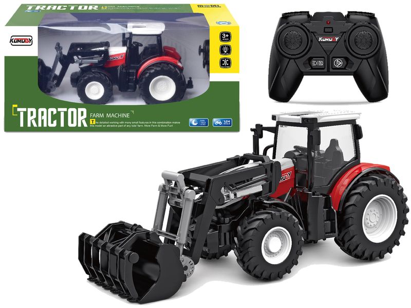 Traktor Czerwony Zdalnie Sterowany 2,4 G Ruchoma Łyżka 1:24 zdjęcie 1