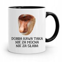 Kubek Czarny Nosacz Janusz Dobra Kawa Taka Prezent Z Nadrukiem Ze Zdjęciem