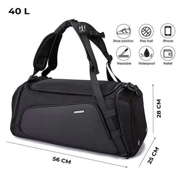 TORBA SPORTOWA podróżna z przegrodą na buty z funkcją PLECAKA 2w1 zdjęcie 11