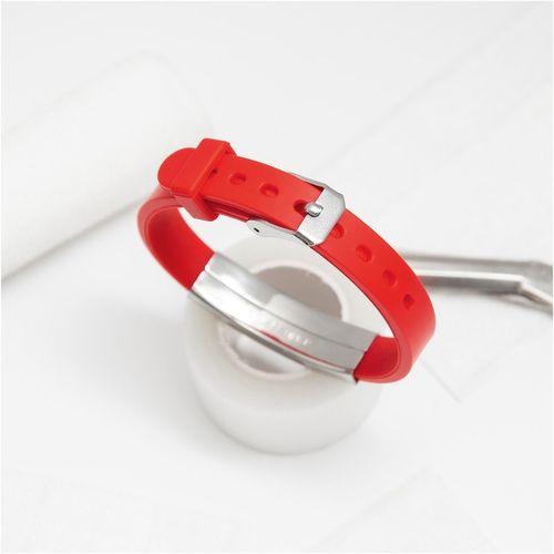 Bransoletka z grawerem męska ratunkowa czerwony kauczuk regulowana BLINGART na Arena.pl