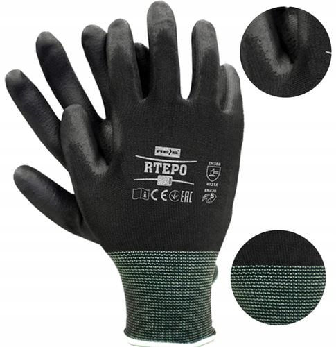rękawice robocze / czarne / rozmiar: 7 - s / rtepo_bb7 na Arena.pl