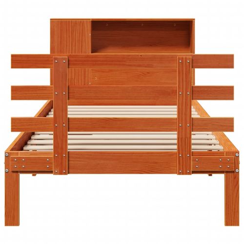 Łóżko z regałem, bez materaca, woskowy brąz, 100x200 cm, sosna na Arena.pl