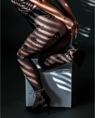 kix'ies rajstopy skull black mesh c - wzor czaszki, pełny stan na Arena.pl