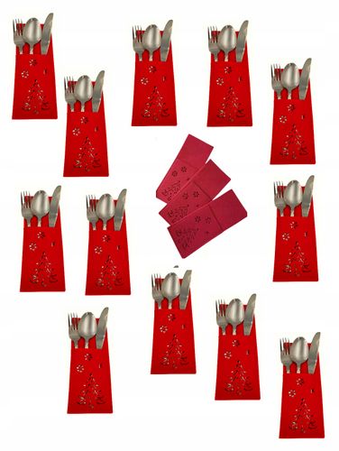 Świąteczny Pokrowiec na Sztućce Etui Ozdoba Stołu Wigilijnego 12szt Stroik na Arena.pl