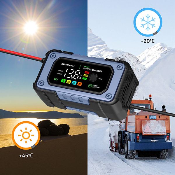 Qoltec Prostownik do akumulatora z funkcją naprawy 12V 7A LED 4 tryby zdjęcie 8