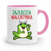 Kubek Różowy Na Walentynki Żajebista Walentynka Z Nadrukiem Ze Zdjęciem