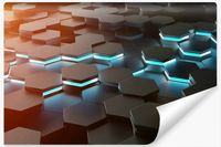 Fototapeta Ścienna Czarne HEKSAGONY Abstrakcja Efekt 3D 360cm x 240cm