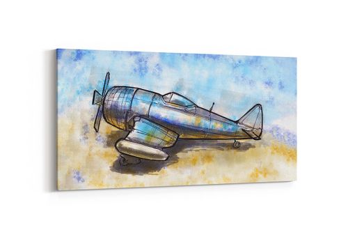 OBRAZ NA PŁÓTNIE CANVAS DO SALONU SAMOLOT KOLOR 100X50 CM na Arena.pl