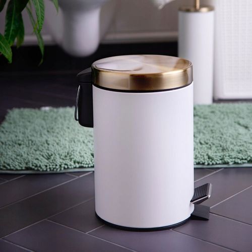 Kosz na śmieci łazienkowy 3L INSTILO biały ze złotą pokrywą na Arena.pl